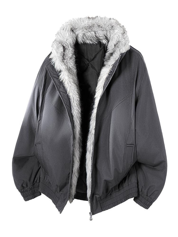 2026 New Men Fleece Lined Jacket, Thick Quilted Liner Warm Bomber Coat with Fluffy Faux Fur Collar, Elastic Cuff Windproof Zip Up Outerwear, Fashion Casual Male Winter Streetwear Jacket for Daily Commute Outdoor Activities Daily Wear Daily Travel