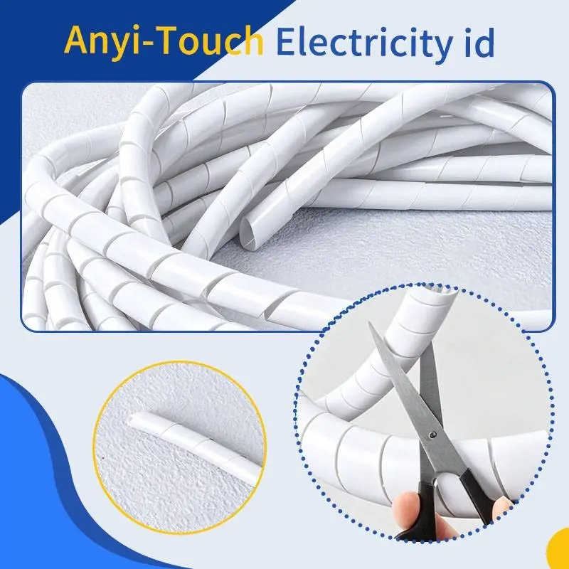 196.85 Inch Spiral Cable Protector, 16mm Diameter Wire Management Tube, Ideal for TV Cables, Garden Wires, and More