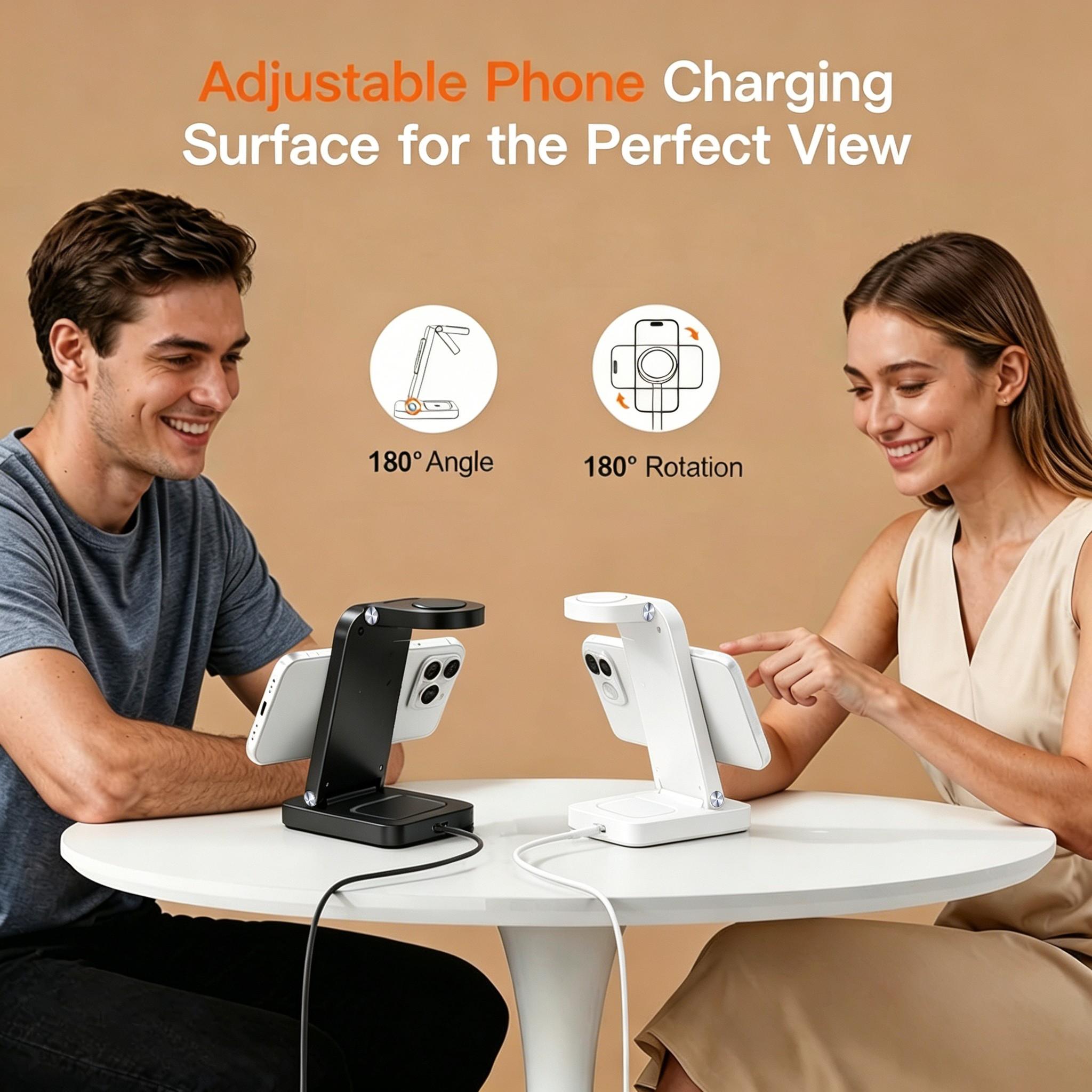 15w Folding Magnetic Wireless Charger, Fast Charging for iPhone 16-12, Iwatch 1-9, AirPods 3/2/pro, Portable Wireless Charger
