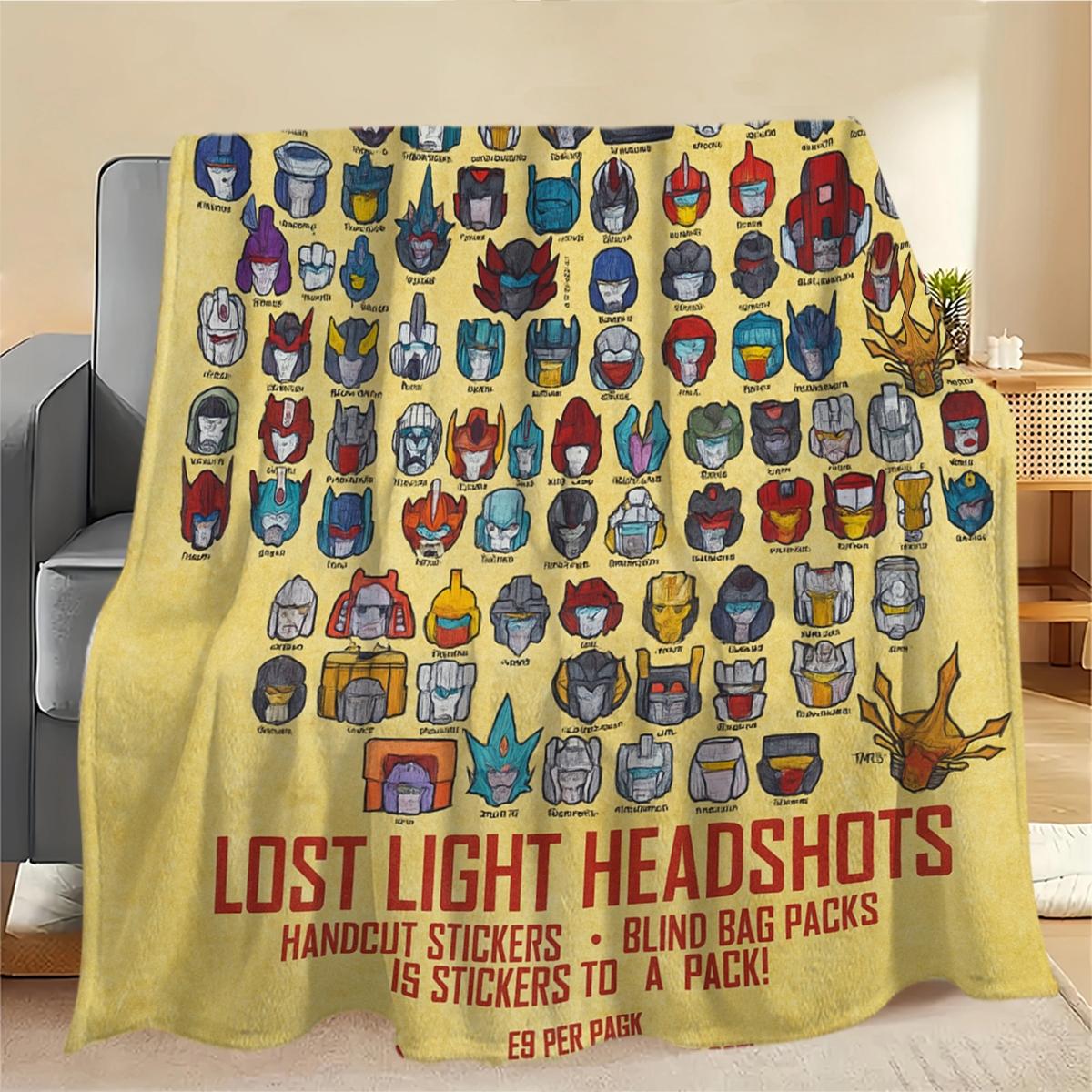 Transformers Lost Light Headset Vintage Plush Blanket, Soft Warm Multifunctional for Sofa Bed Car Office Camping, All-Season Gift