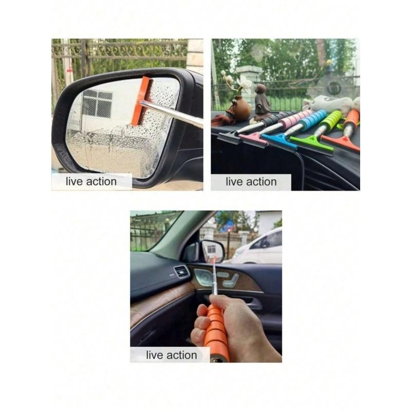 1pc Extendable Windshield Wiper, Portable Car Mirror Cleaner, Raindrop Remover, Side View Mirror Scraper, Rearview Mirror Scraper