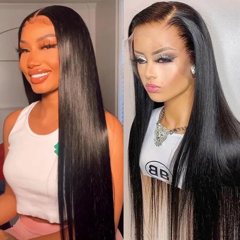 34 36inch Bling Hair 13x6 Lace Front Wig Human Hair Wigs Straight 13x4 HD Transparent Brazilian Hair Lace Frontal Wig For Women Pre Plucked With Baby Hair