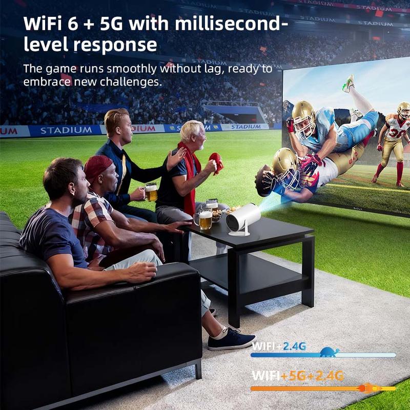 Mini Projector with WIFI 6 and Bluetooth, 4K 1080P Support Portable Projector 180° Rotatable 130'' Screen Movie Projector Auto Keystone Compatible for Laptop, PC, Smartphone (White) projector for bedroom movie night