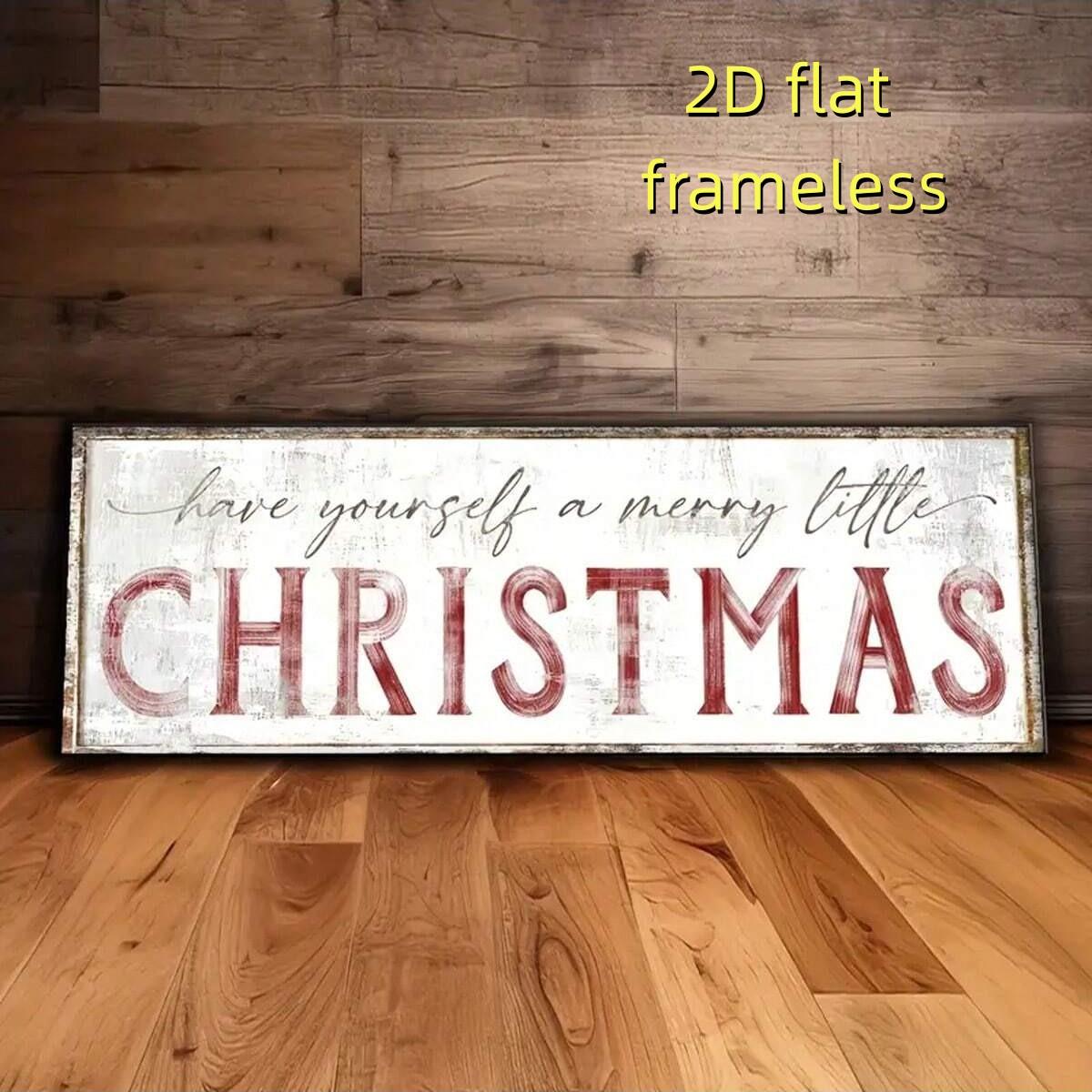 1 piece of canvas poster wishing you a Merry Christmas, fashionable holiday home decoration 2D flat printing frameless painting