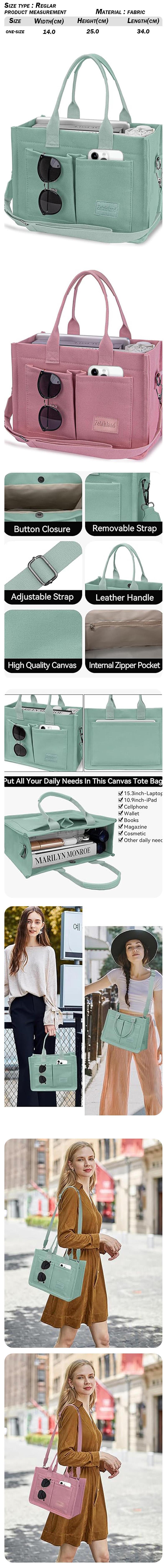 Women's Chic Large Tote Bag – Spacious Canvas Shoulder Bag with Multiple Pockets for Work, School & Everyday Commutes