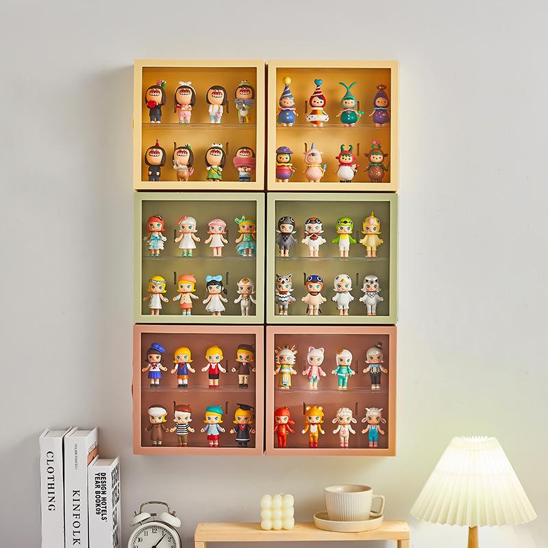 Wall-hung blind box storage display rack multi-layer doll dust-proof hand-held display cabinet