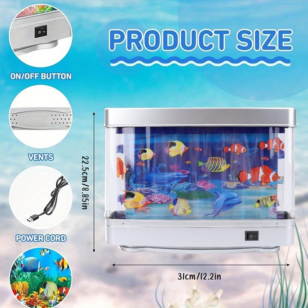 Adjustable LED Aquarium Light with Dynamic Fish Shadows, Aquarium Sensory Lamp, with Wall Shelf Display, Ocean Scene Decor Lamp for Bedroom, Living Room, Office, Aquarium Decor, Office Relax, Oceanthemed Lighting, Switch Control Lighting