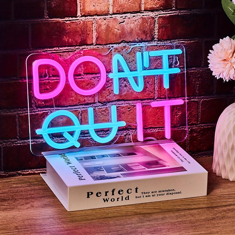Don't Quit Slogan Design Neon Light, 1 Count USB Powered LED Neon Sign, Decorative Light For Home, Party & Shop Decor, Led Neon Lights