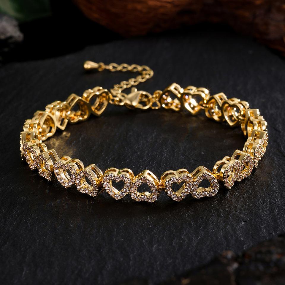 Women's High-Grade Diamond Bracelet Simple Affordable Luxury Fashion Style Women's High-Grade Super Flash Gift Love Adjustable
