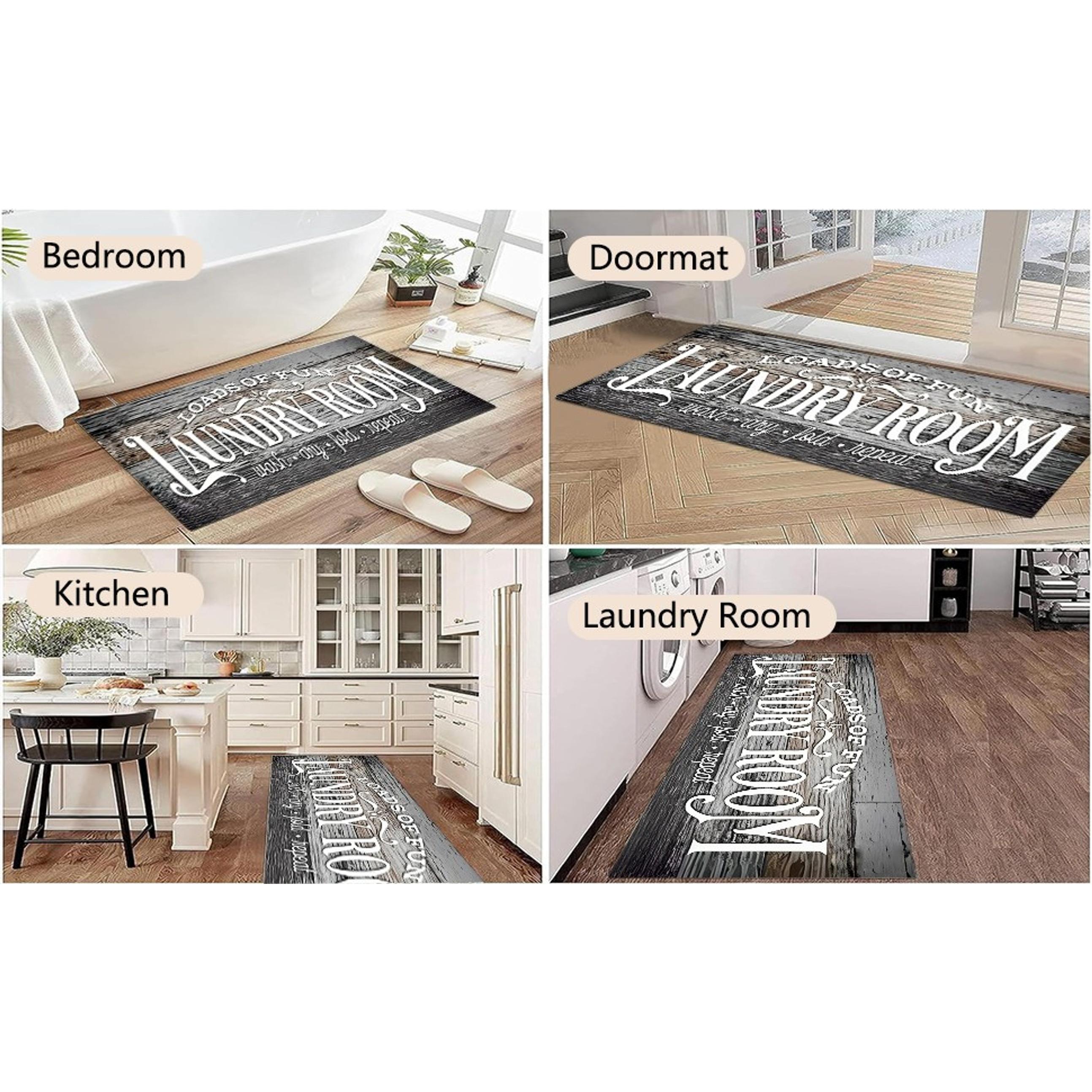 Brown Wood Non Slip Laundry Room Rug Runner 20" x 59" Washable Farmhouse Kitchen Bathroom Area Rug MatGift