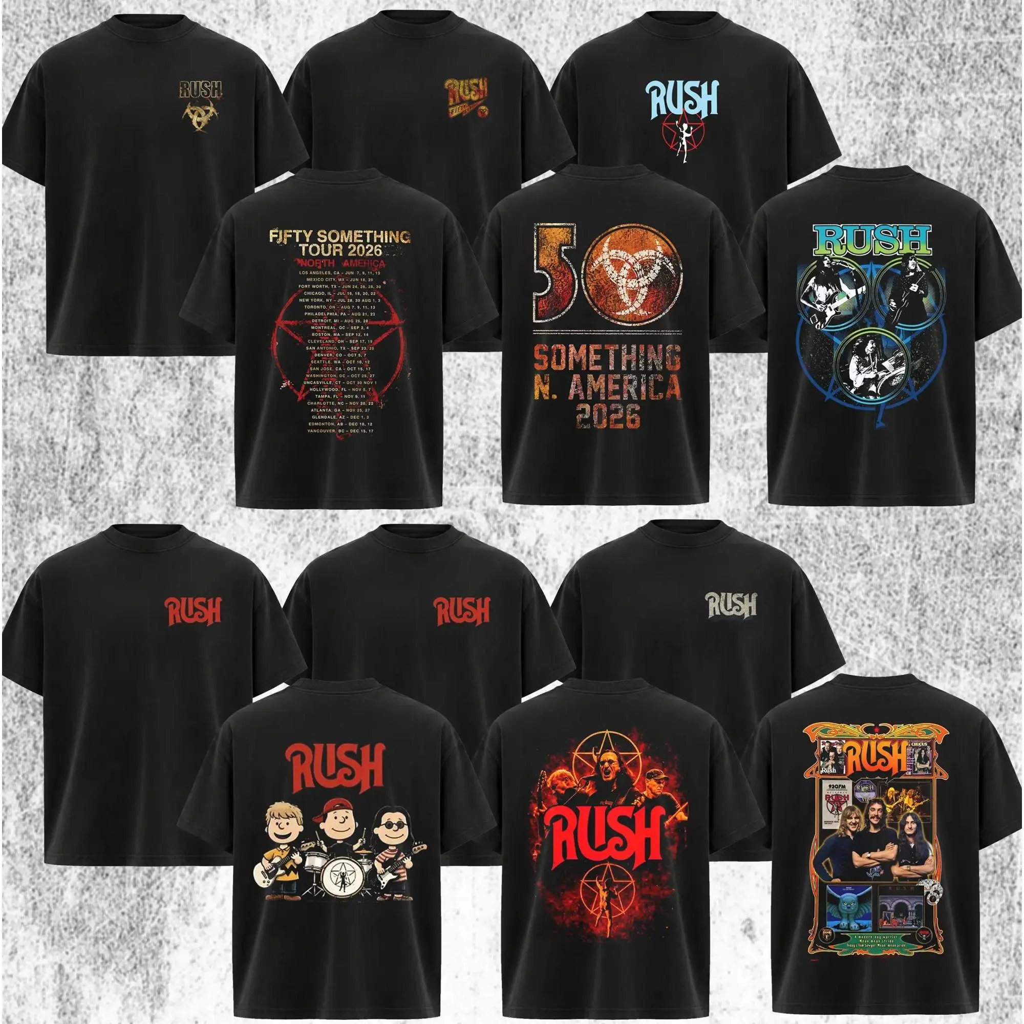 [Collection] Rush 50 North America 2026 Tour Unisex Cotton Round Neck Short-Sleeve Rock-Themed Men's T-Shirt - Casual Comfortable Retro Everyday Top for Rock Music Lovers