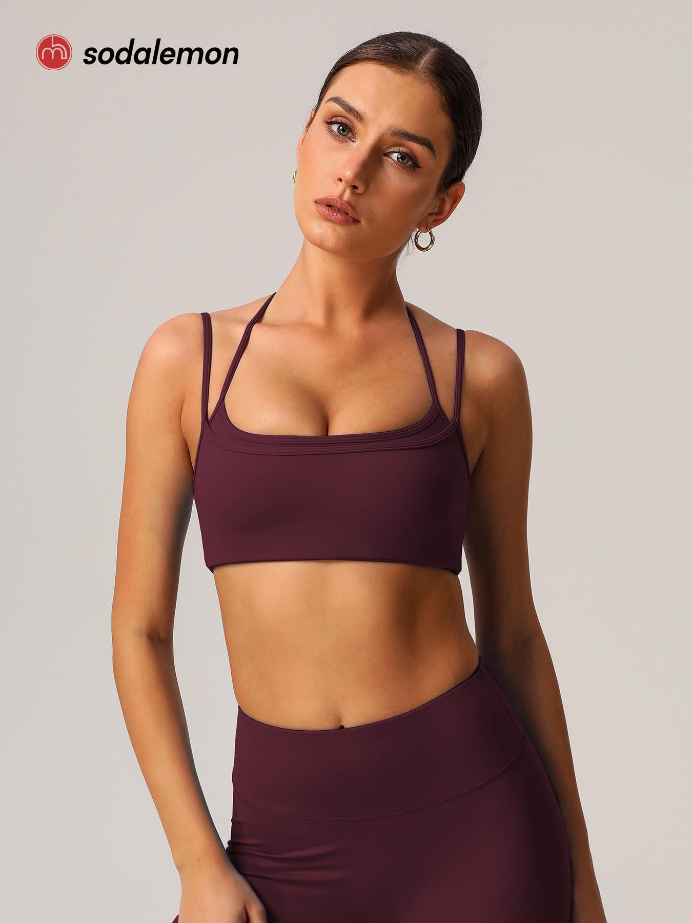 1 Piece Women's Fitness Bra, High-Elastic Thin-Strap Halter-Neck Sports Bra for Running and Yoga