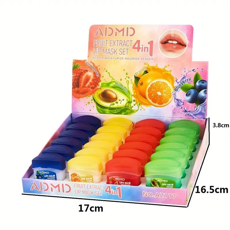24-Piece Fruit Jelly Lip Balm & Mask Set, Long-Lasting Moisturizing, Colorless, Suitable for Light Skin Tone Women, Perfect Gift