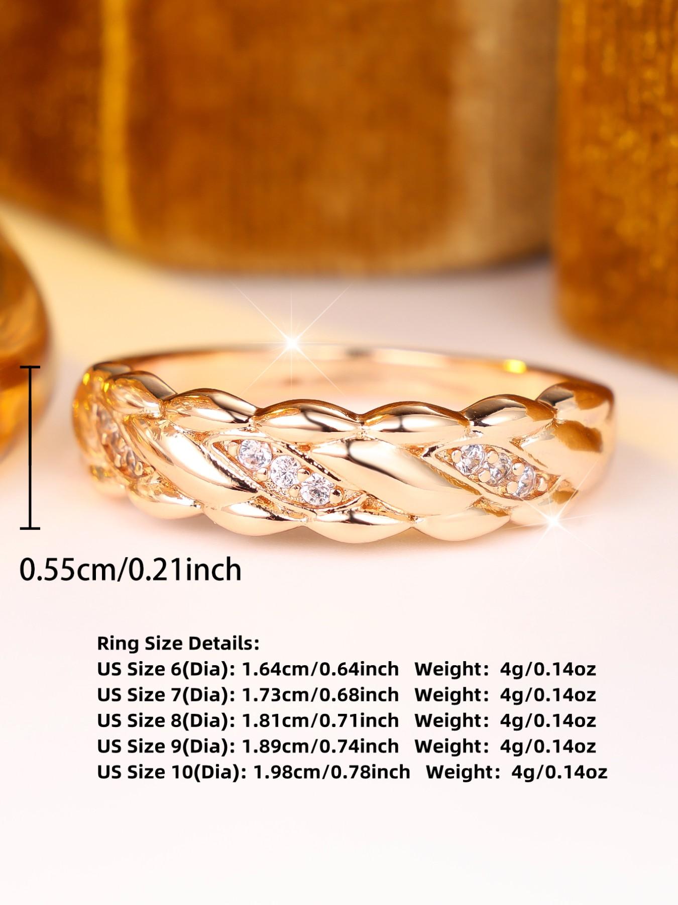 1 Pc Braided Ring for Men and Women, Rhinestone Decorative Stackable Design Delicate Jewelry Perfect for Engagement Weddings, Daily Wear Anniversary Gift for Her