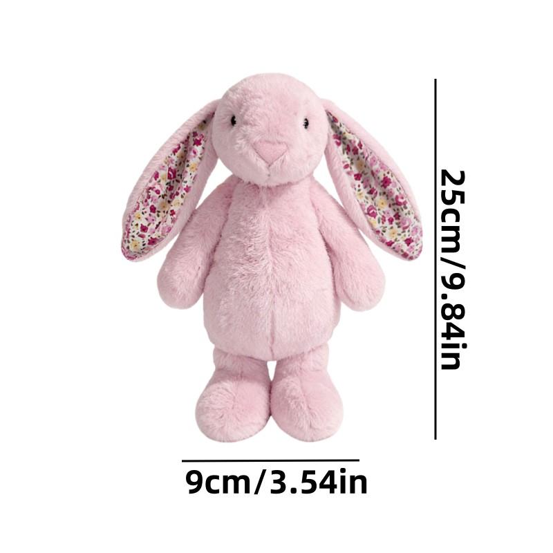 Cute Rabbit Plush Toy, Floral Lop-Eared Bunny Plush Doll, Childhood Stuffed Animal, Birthday Gift, Christmas Gift for Children, Home Decoration
