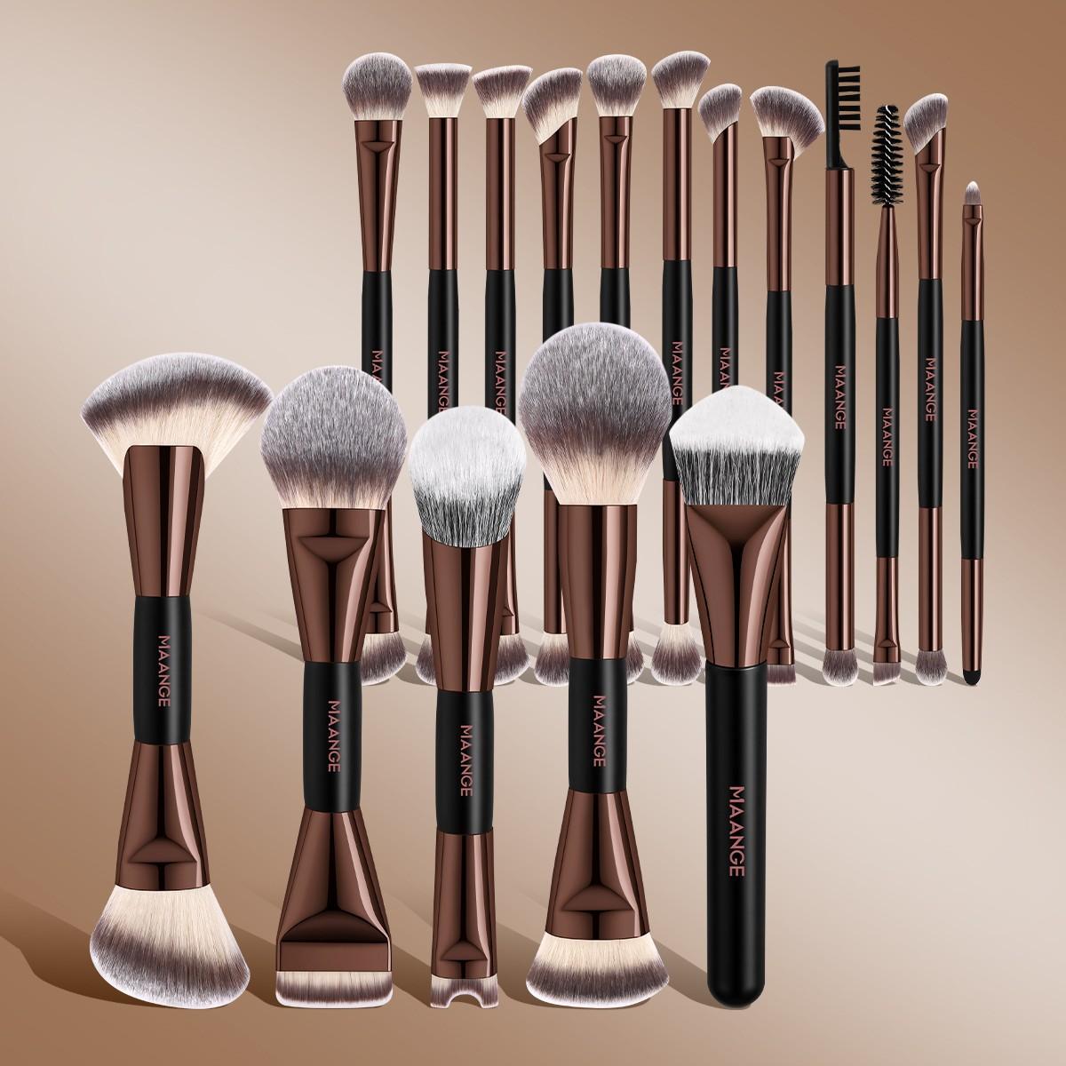 Maange 18-Piece Makeup Tool Set, Includes 17 Brushes + Brush Holder, Foundation Brush, Blush Brush, Powder Brush, Highlighter Brush, Eyeshadow Brush, Mascara Brush