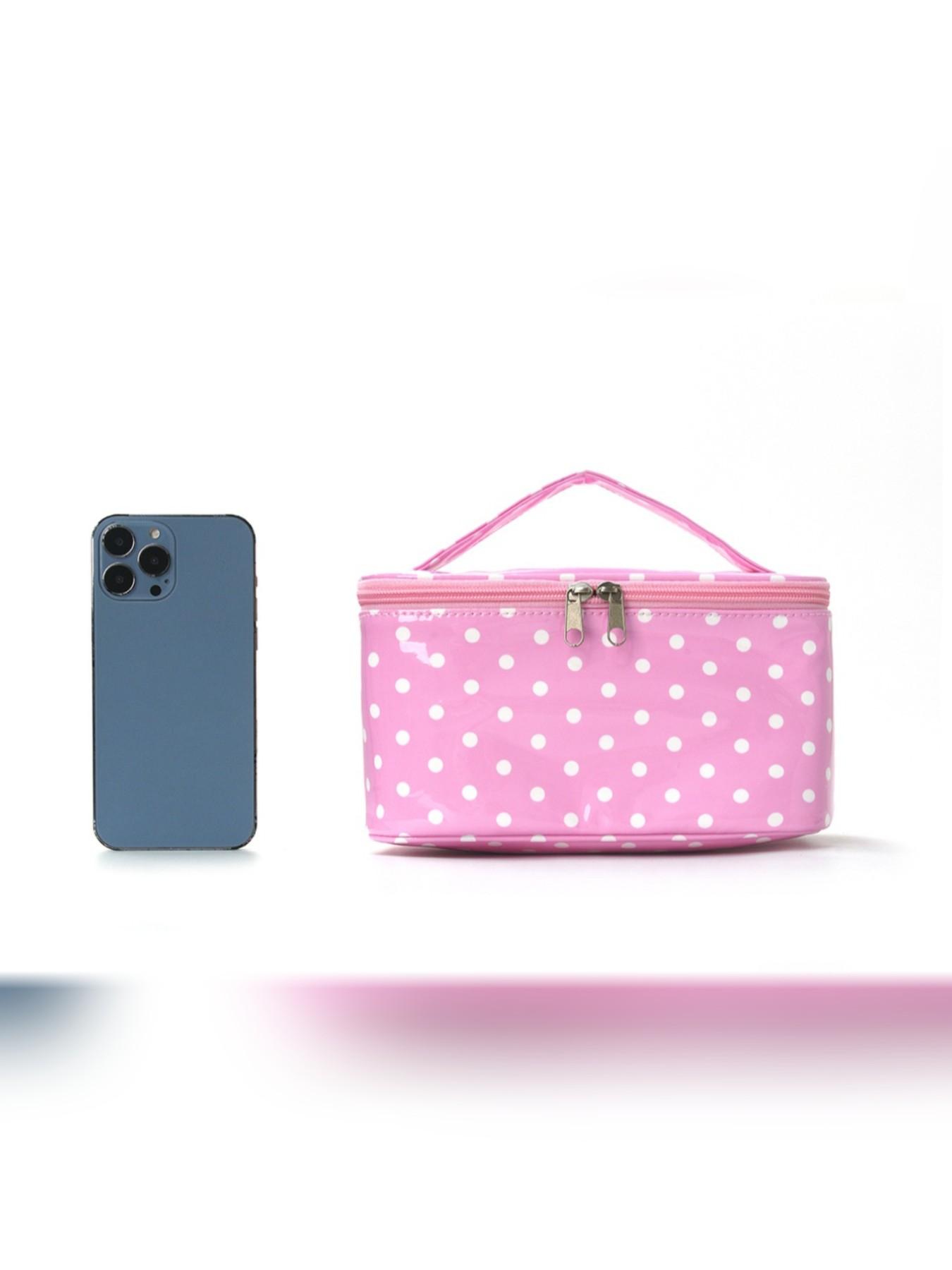Polka Dot Makeup Bag, High Aesthetic Large Capacity Multi-Functional Storage Bag, Outdoor Travel Portable Handheld Organizer, Cosmetic Travel Bag