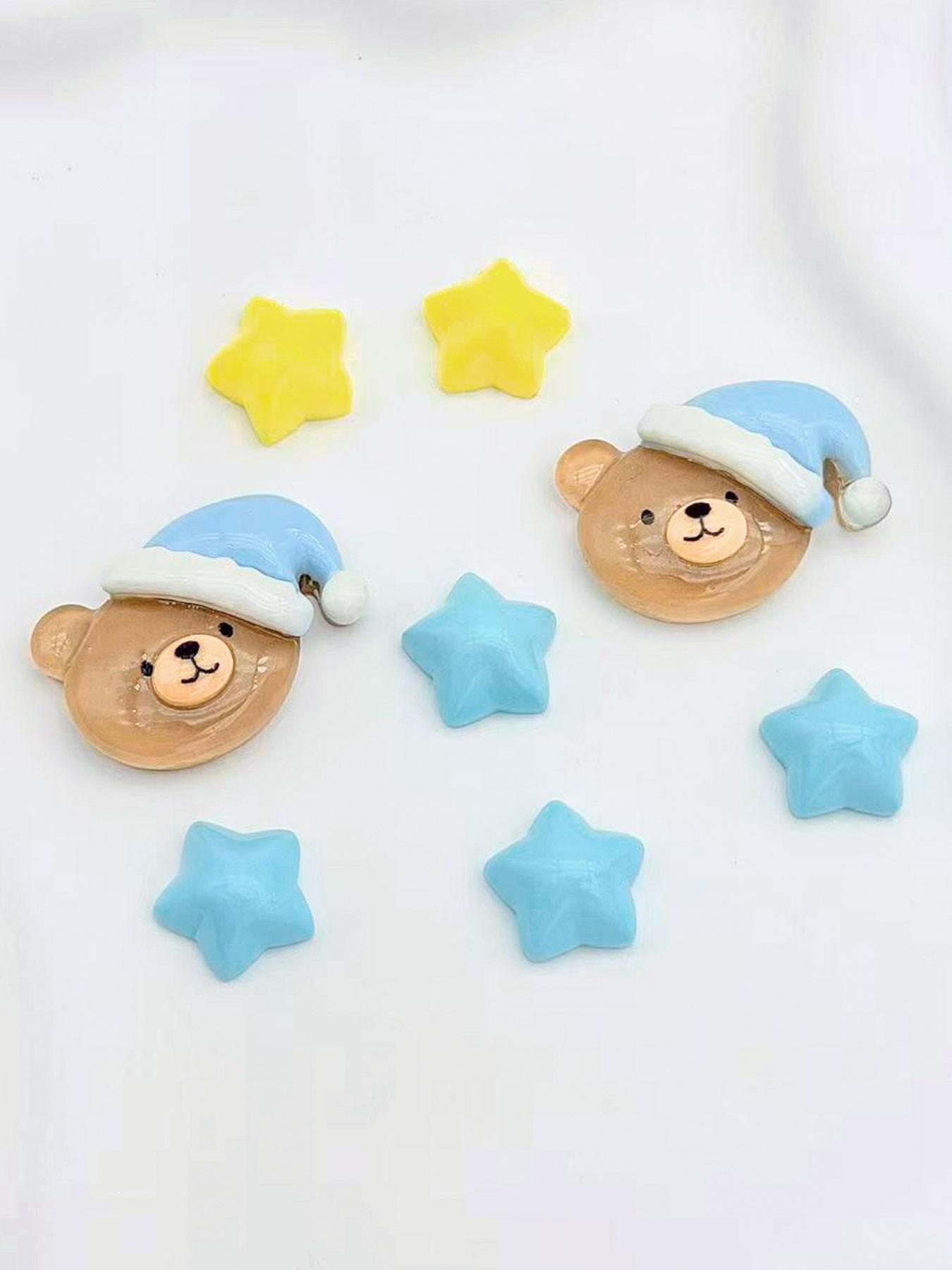 Blue Bear Animal Shoe Charms, Resin Material, Suitable for Crocs, Cute Decoration, Girl Gift, 10 Pieces Set, Casual Accessories