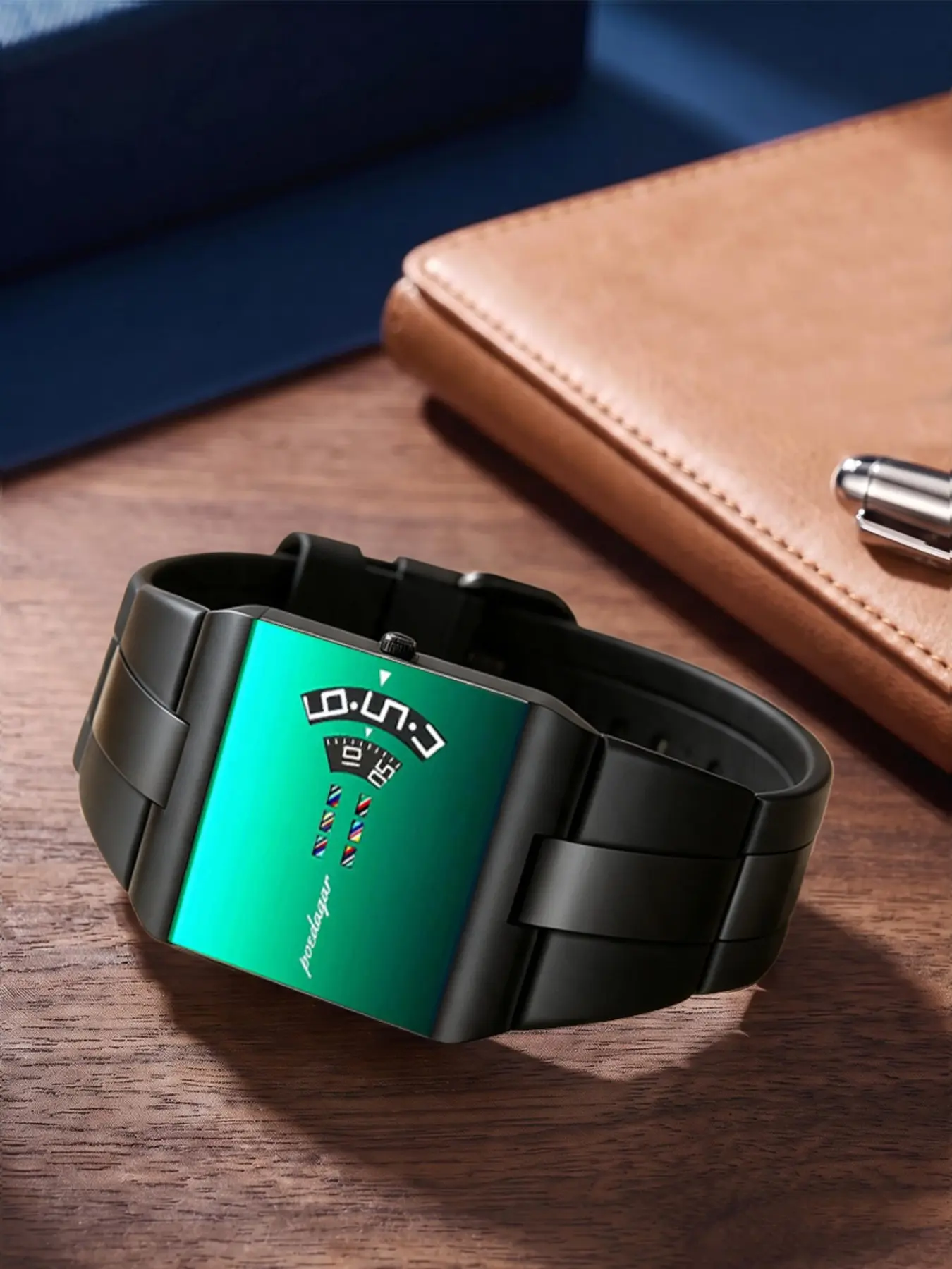 POEDAGAR Men's Luxury Watch Rectangular Original Men's Watch Waterproof Fashion Men's Watch Stainless Steel Quartz Sports Men's Watch Gift Preferred