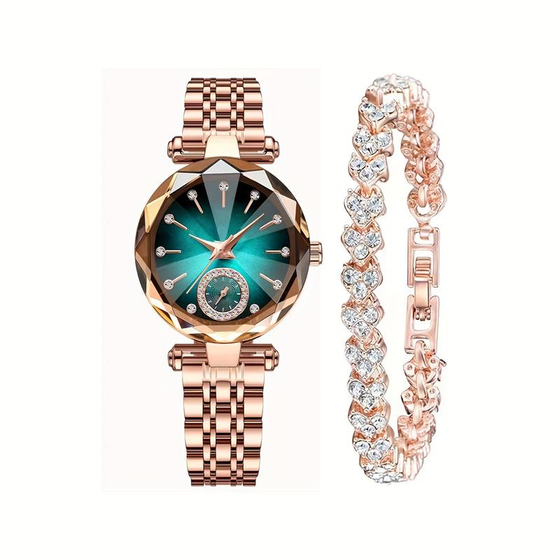 Women's Elegant Luxury Quartz Watch with Diamond-Cut Crystal Rhinestone Face & Ultra-Thin Stainless Steel Band Christmas Gift for Sister