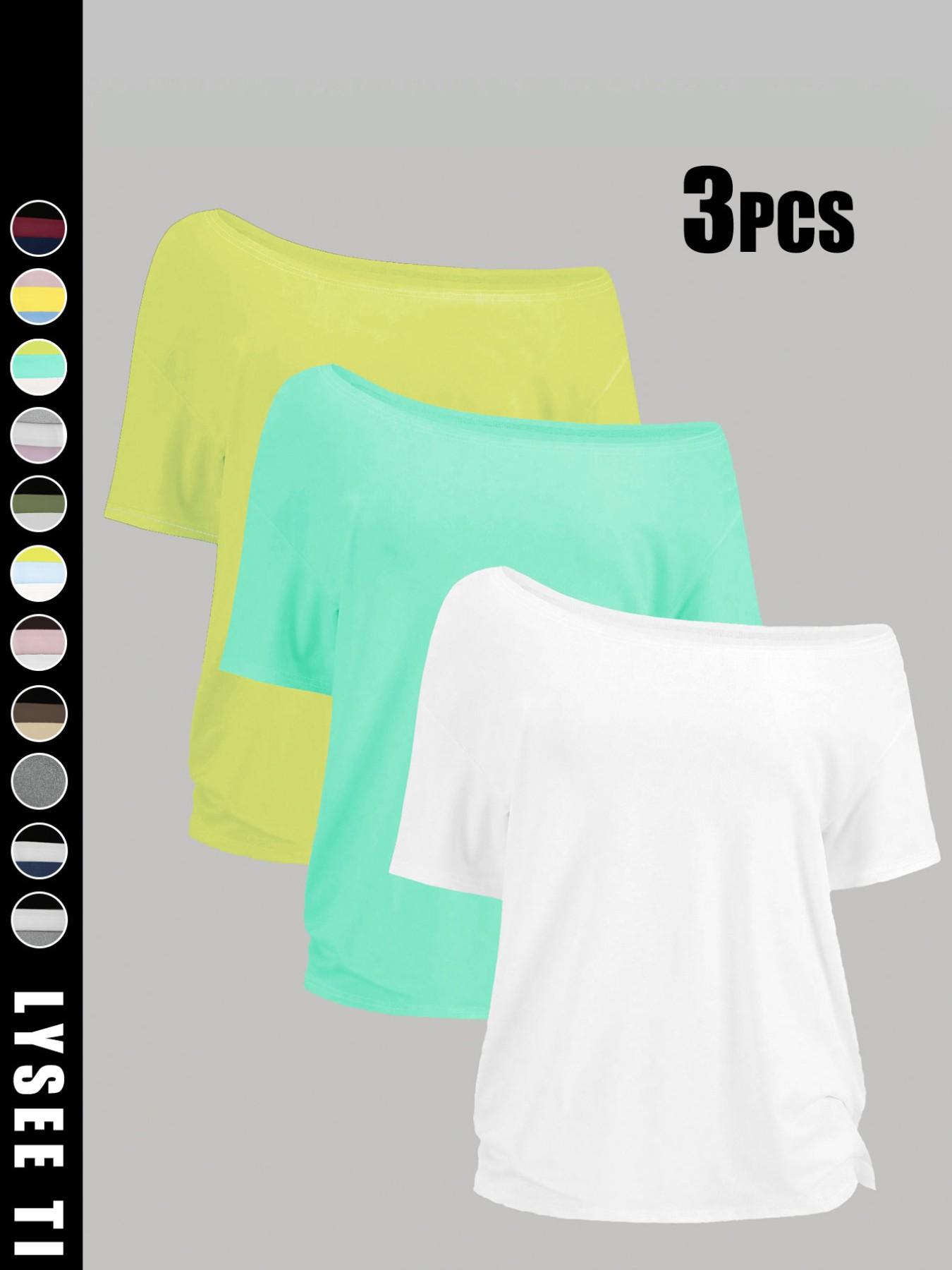 Women's Solid Color Tee, Casual Basic Short Sleeve T-shirt for Daily Wear, Ladies Clothes for All Seasons