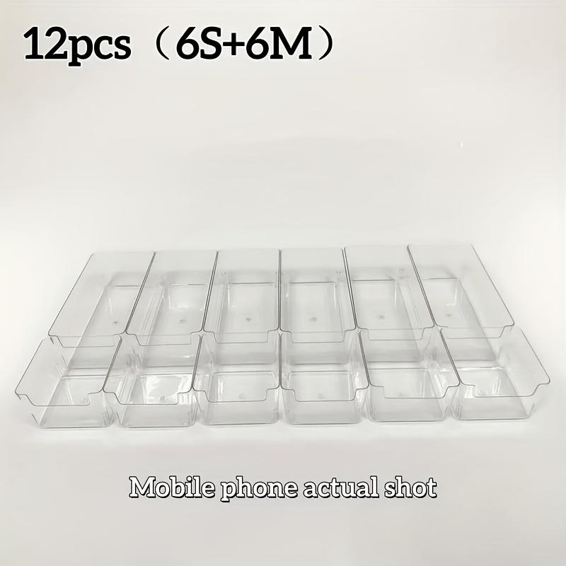 2-piece plastic storage box set - stackable drawer and desktop organizer separated, no assembly required, free combination modular system, suitable for cosmetics, office, kitchen, bathroom, wardrobe - transparent drawer organizer box