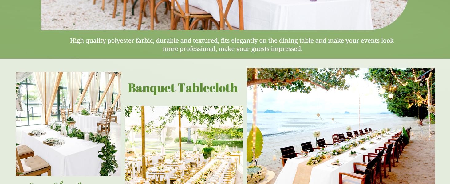 MTREO 6 10 Pack Tablecloth for Rectangle Tables Stain and Wrinkle Resistant Washable Polyester Fabric White Table Cloth for Parties Wedding Banquet Dining Table