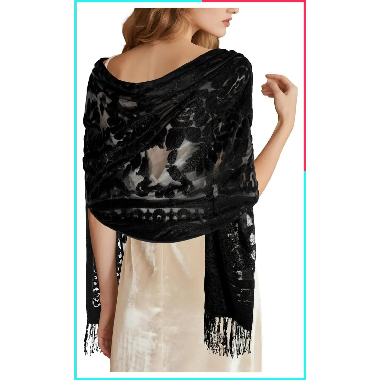 Lace Velvet Shawl Scarf Wrap for Evening Dresses Wedding Winter Dress Accessories