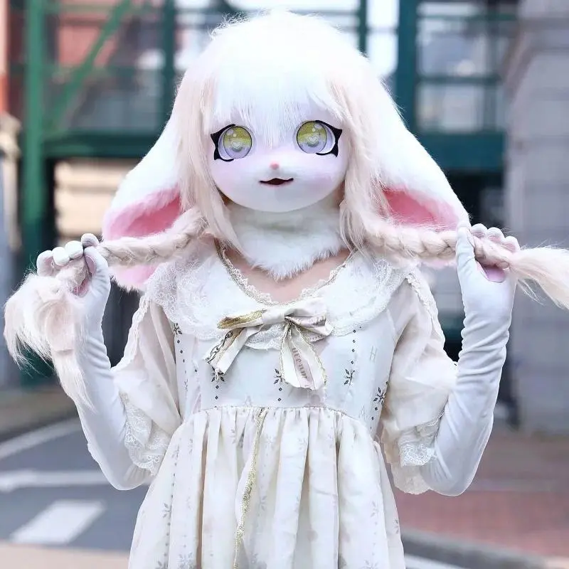 Fursuit Head Kigurumi Kig Furry Mask Cosplay Costume Paw Tail Comiket Furry Headbase Rabbit Doll Animal Cosplay Costume Kid Gift