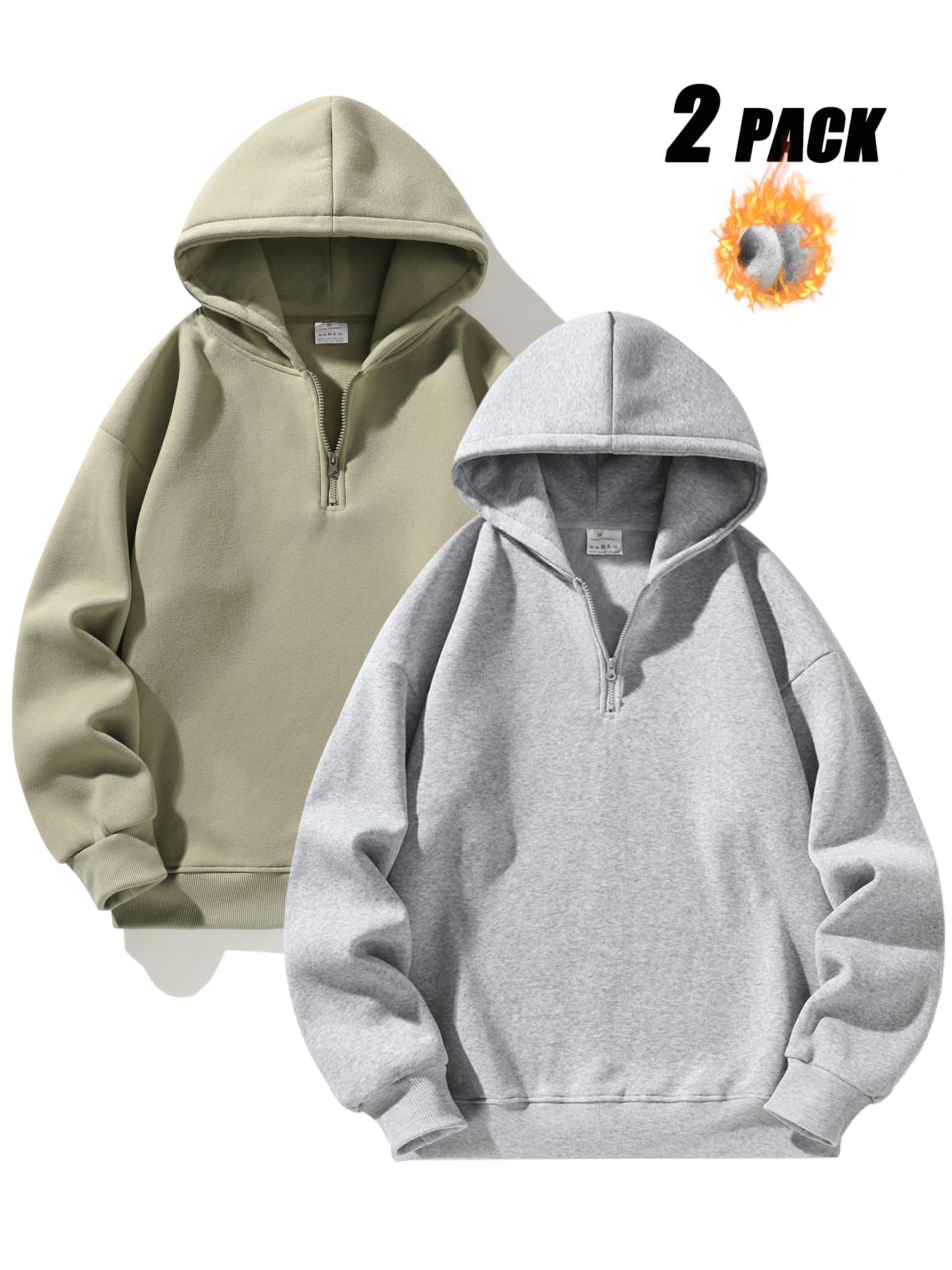 Men's Fleece-Lined Athletic Half-Zip Hoodie - Fitted, Plain Color, Basic Style, Warm & Comfortable for Daily Wear, Street Casual & Outdoor Activities， Unisex Fleece Casual Sweatshirt ，Men's Upper Body Sweater
