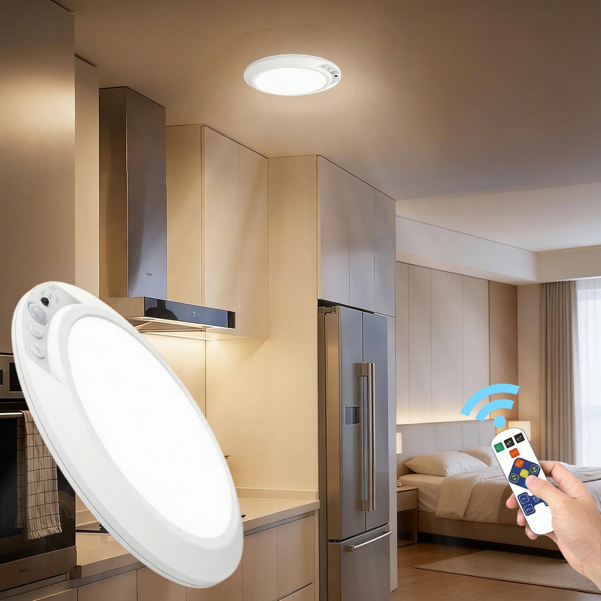 Smart Motion Sensor Ceiling Light, Indoor Lighting, Infrared Remote Control, Wireless, Automatic Dimming, Timer Switch, Color Temperature Adjustable, Type-C Charging #GLOBAL PICKS