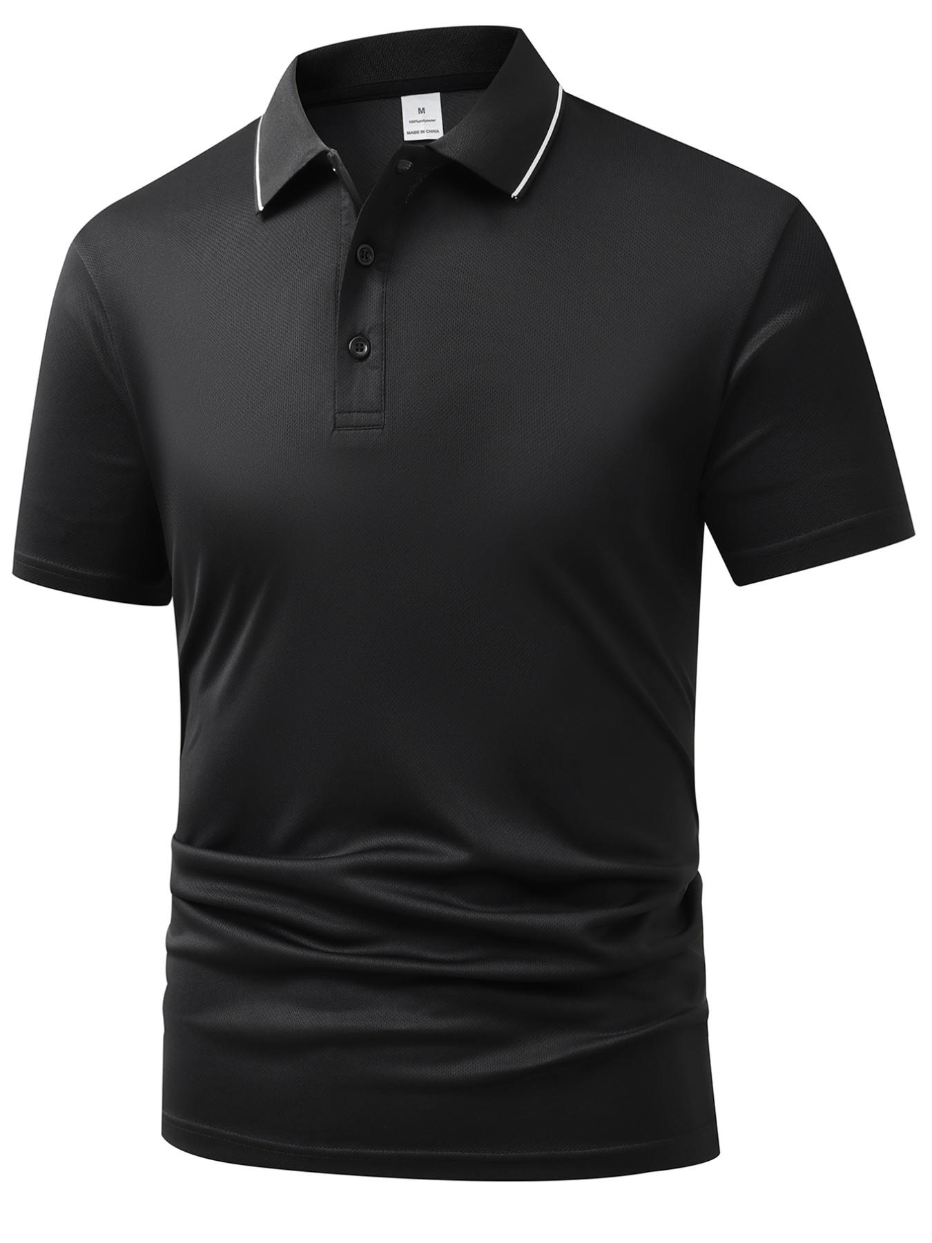 Men's Polo Shirt, Solid Color Design, Business Casual Half Button Collar, Perfect Holiday Gift for Boyfriend, Slim Fit