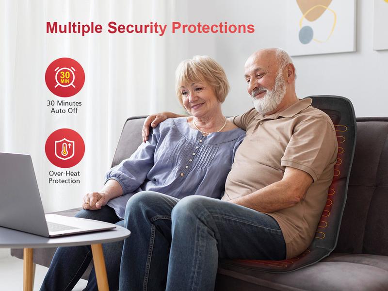 COMFIER Back Massager with Heat, App Control Vibration Massage Seat Cushion, 10 Motors & 3 Heat Levels Chair Massager Pad, Gifts for Mom,Dad Home Office Use