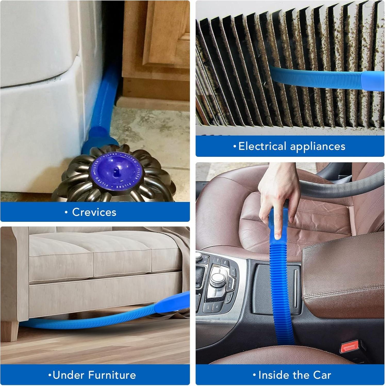 Dryer Vent Cleaning Kit, Universal Fit for Most Vacuum Cleaners, Deep Cleans Clogged Vents, Reduces Fire Hazards, Dryer Vent Cleaner Dryer Lint Vacuum Attachment with Stretch Connector Compatible with All Vacuum Cleaner Vacuum Hose Lint Remover