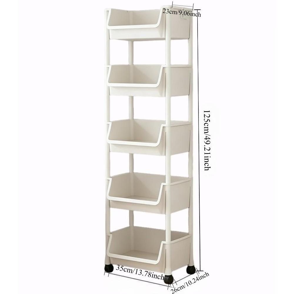 Multifunctional Narrow Storage Rack, Space Efficient Mobile Shelves, Multi-Layer Stand with Brake, Ideal for Kitchen Bedroom Living Room Dormitory, Display Storage Rack