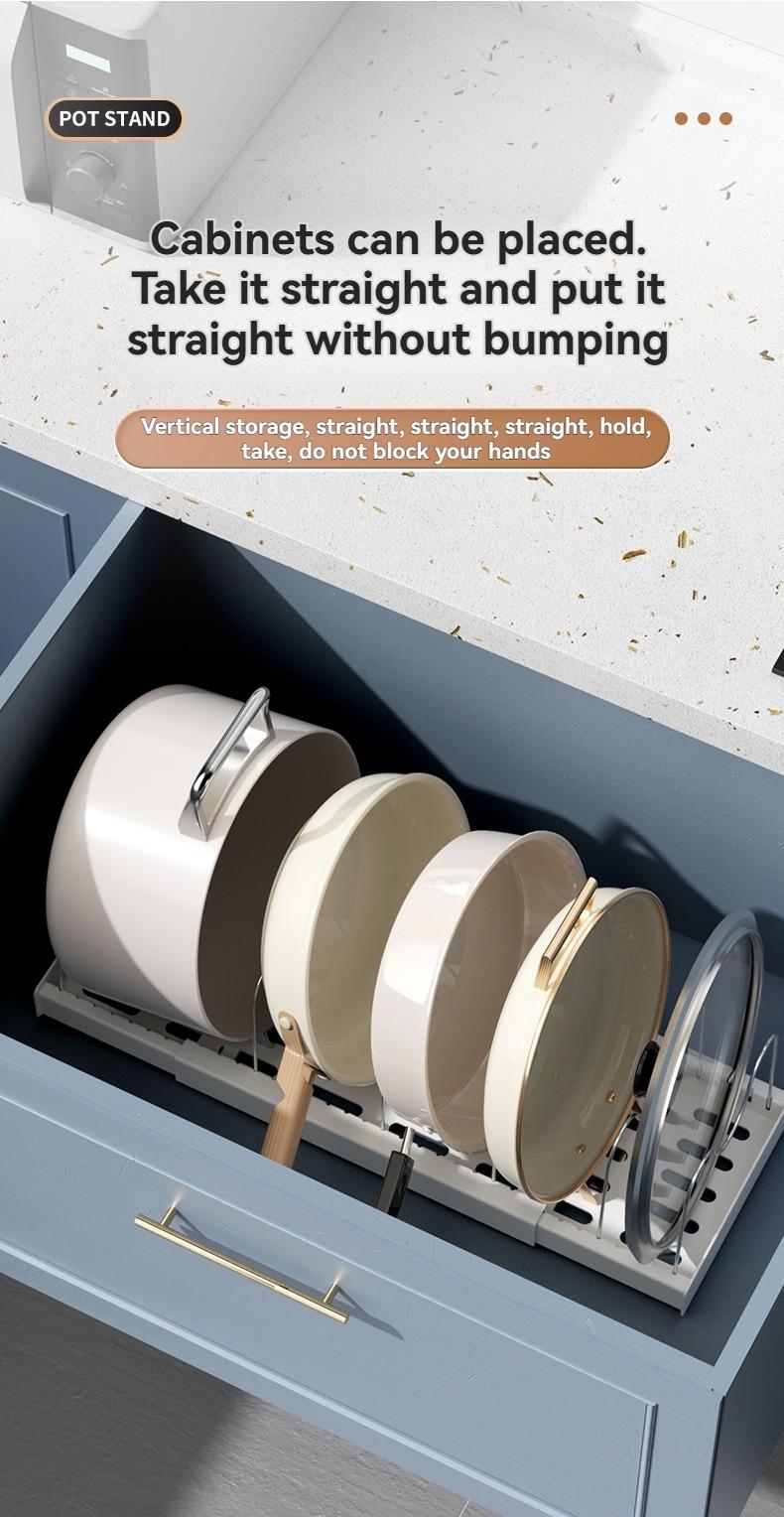 Kitchen Storage Rack Stainless Steel Pot Bowl Dish Organizer, Detachable Kitchen Shelf, Durable & Space-Saving Design