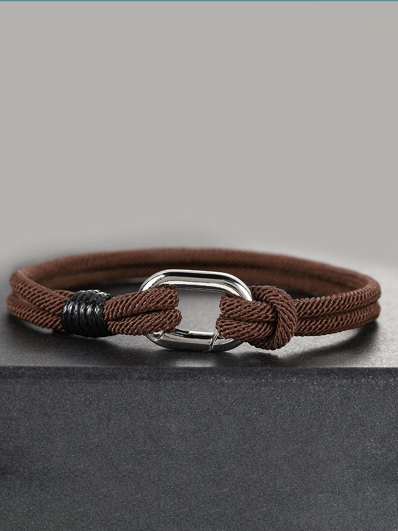 Men's Braided Rope Bracelet, Minimalist Nautical Style, Adjustable Buckle, Durable Handmade Knot Wristband, Daily Wear, Fitness Gift