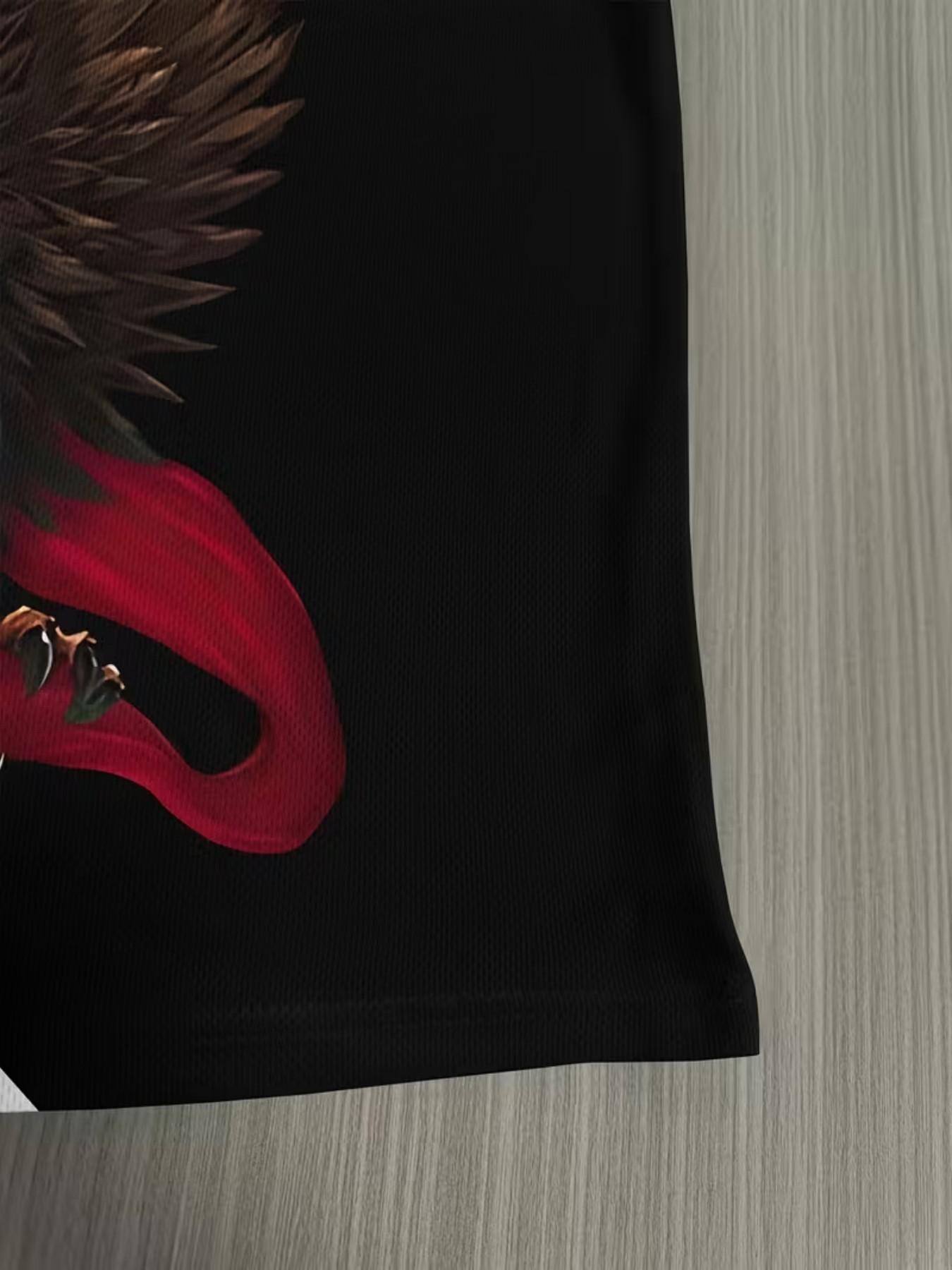 Mexican Flag Eagle Print T-Shirt Crewneck Fitted, Men's Fashion Short Sleeve, National Theme Design, Casual Trendy Streetwear Top, All Seasons Wear, Menswear