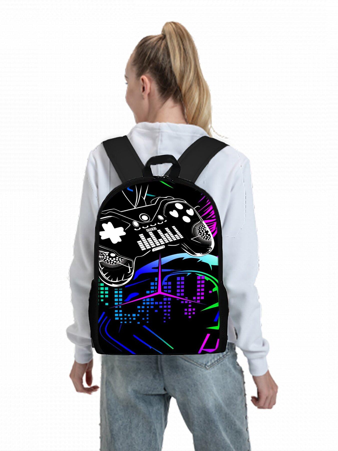 Gamepad Cyberpunk Pattern Print Single-layer Backpack