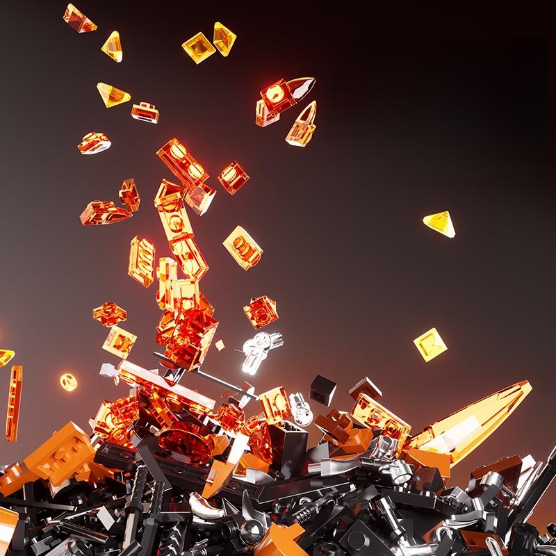 Pl6001 Dark Dragon and Magic Tower Castle Building Set, Model Kit, Creative Decor Statue, LED Light, Ideal Gift for Collectors