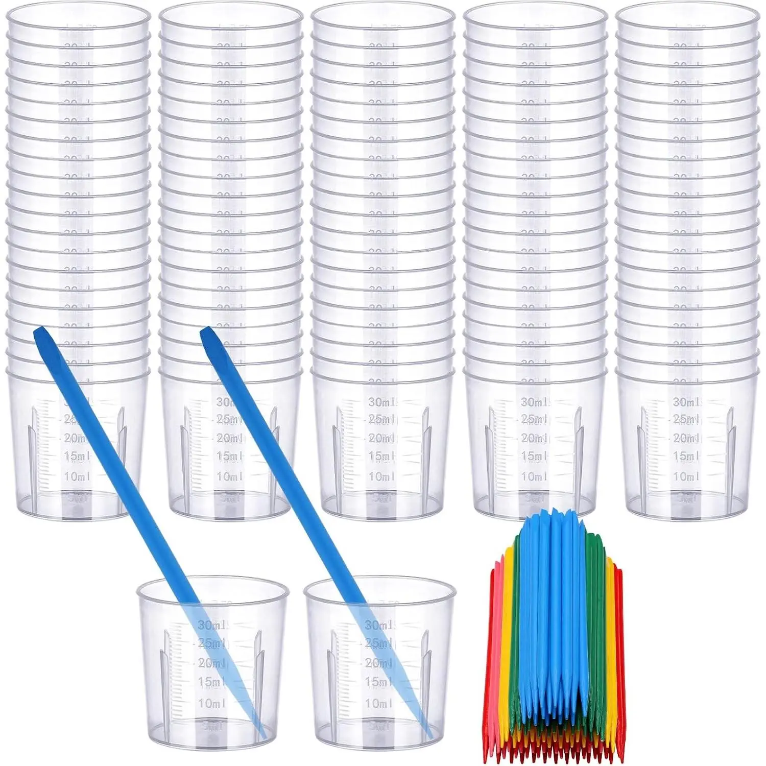 Clear cups+point stick