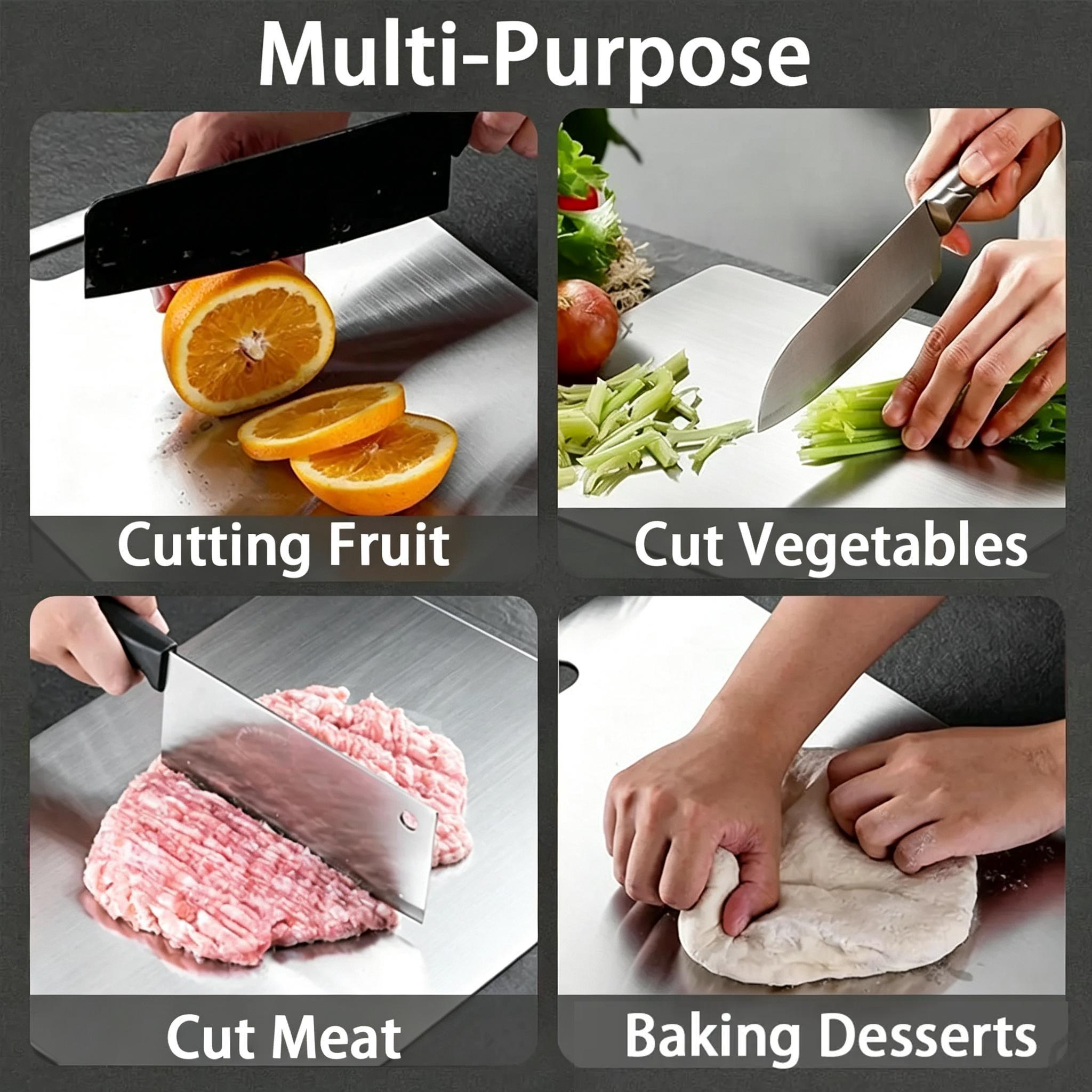 Stainless Steel Food Cutting Board 40x30cm, Durable Large Kitchen Chopping Block for Meat, Fruit, Vegetables and Baking, Easy to Clean, Suitable for Daily Use, Cutting Boards for Kitchen