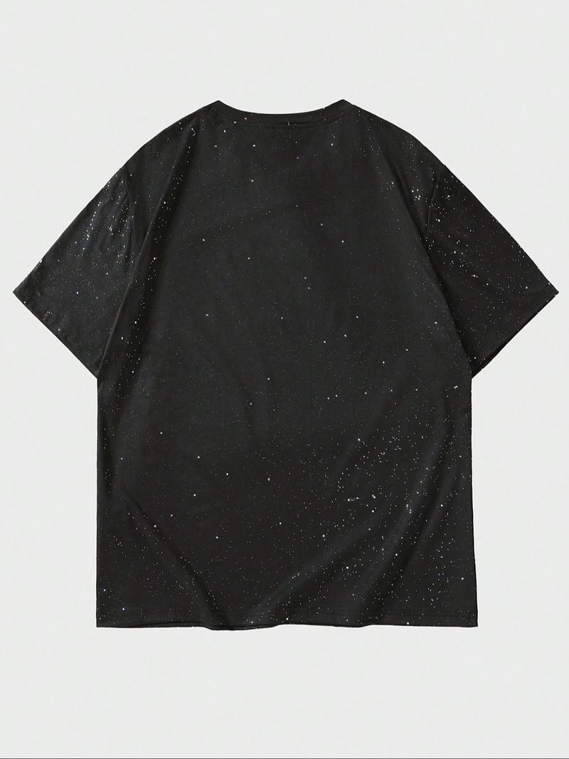 New Men's Casual Short Sleeve T-Shirt, Fashlon Starry Sky Reflective Design, Sparkling Like a Starry Sky, Essential Item for Men's Outdoor Activities,Multiple colors to choose from