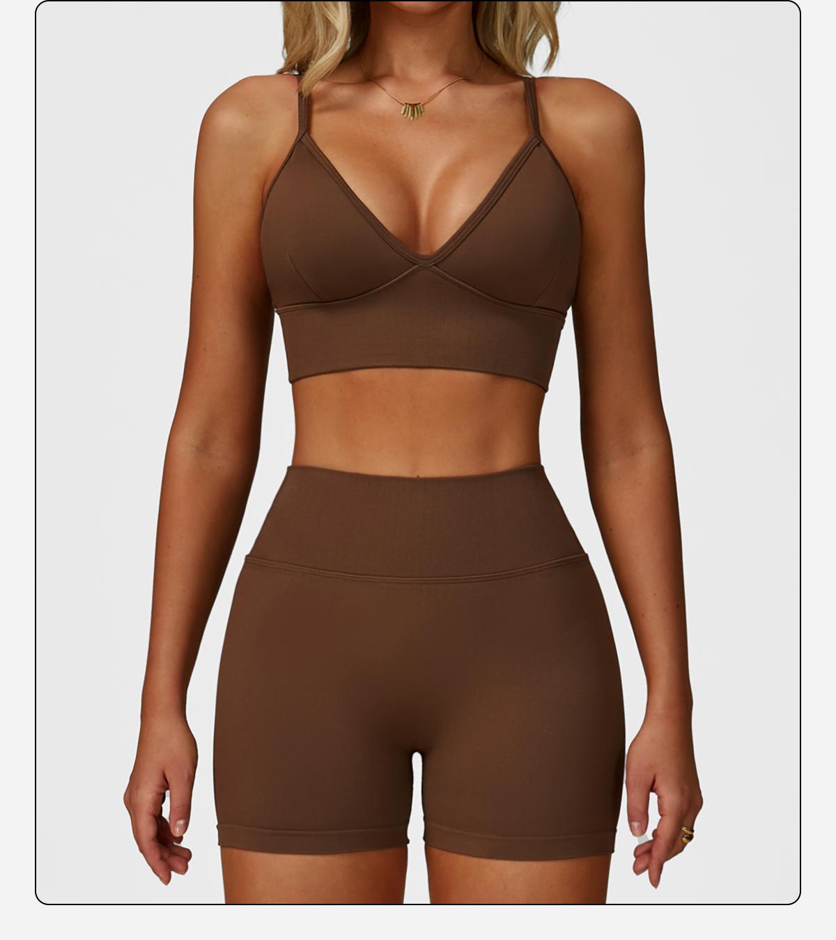 Women's 2 Piece Seamless Yoga Workout Set High Waisted Shorts Sports Bra for Exercise Athletic Breathable Lightweight Compression Activewear Pilates Gym Outfit with Hollow Square Back and Curved Rear Hip SpringStatements