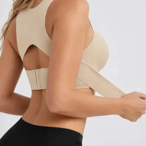 Posture Bra, women's beige wireless bra, soft breathable non-removable molded cups, yoga fitness sportswear for gym and daily training, Workout sports bras, Soft Comfy Bra Seamless Shaping Bras push up bra