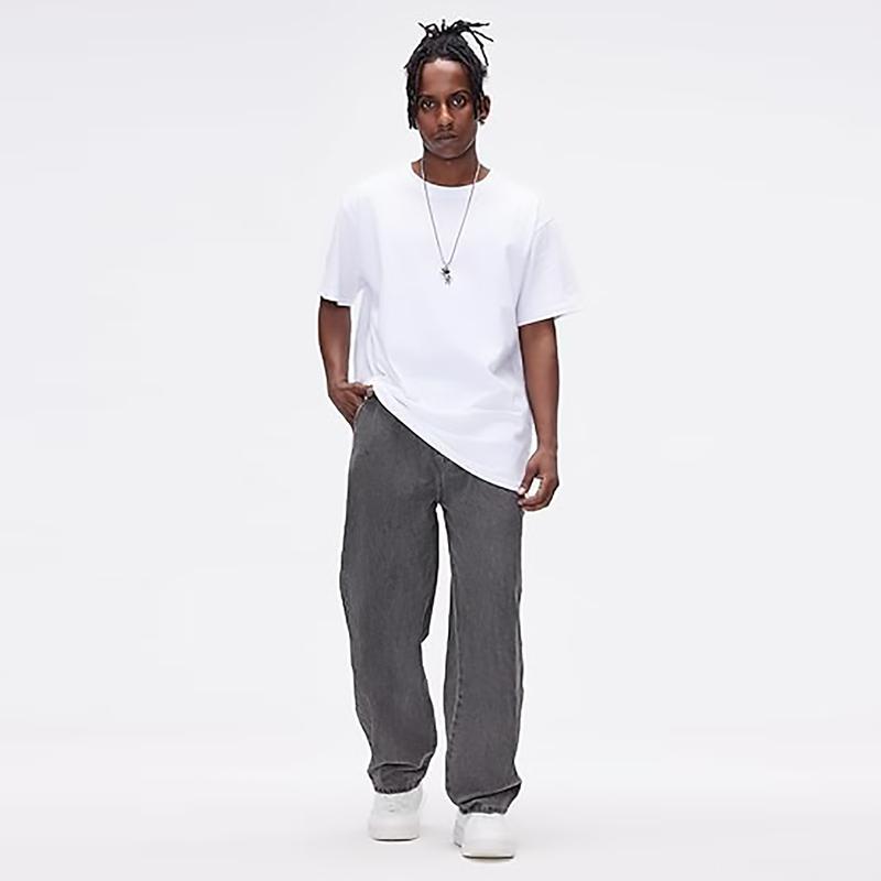 Men's Straight Leg Denim Pants Loose Fit Wide Leg Baggy Jeans Hip Hop Streetwear Trousers