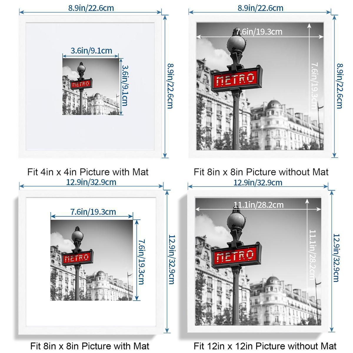 8x8 Inch/12x12 Inch Square Frame Set, Sturdy Frame Design, Replaceable Core, High-Definition Transparent Dustproof Moisture-Proof Ps Board, Perfect Holiday Gift, Picture Frame Set