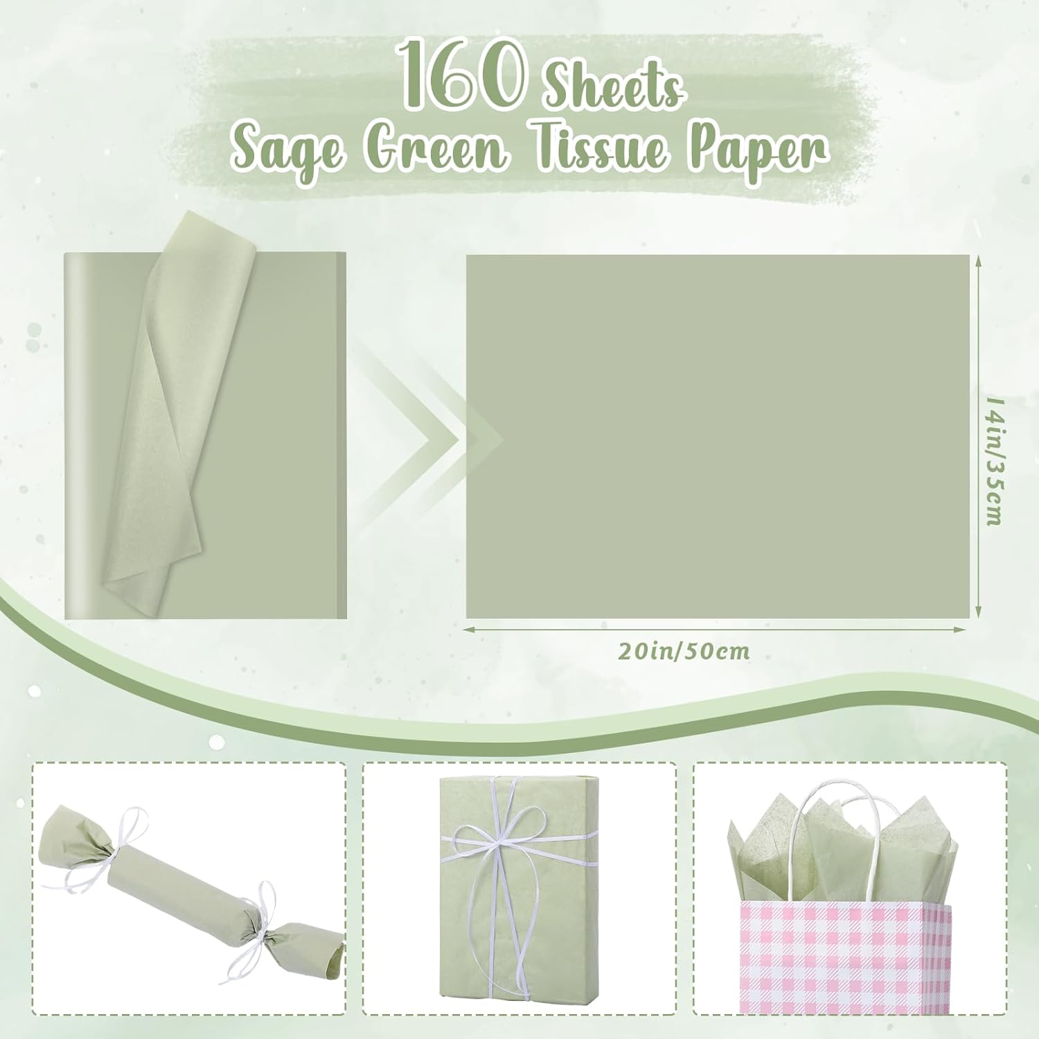 160 Sheets Sage Green Tissue Paper for Bags 20 X 14 Inches Tissue Paper Bulk for Mother's Day DIY Crafts Packaging Spring Weddings Bridal Shower Shower Decorations 160 Sheets Sage Green Tissue Paper for Bags 20 X 14 Inches Tissue Paper Bulk for Mother's Day DIY Crafts Packaging Spring Weddings Bridal Shower Shower Decorations