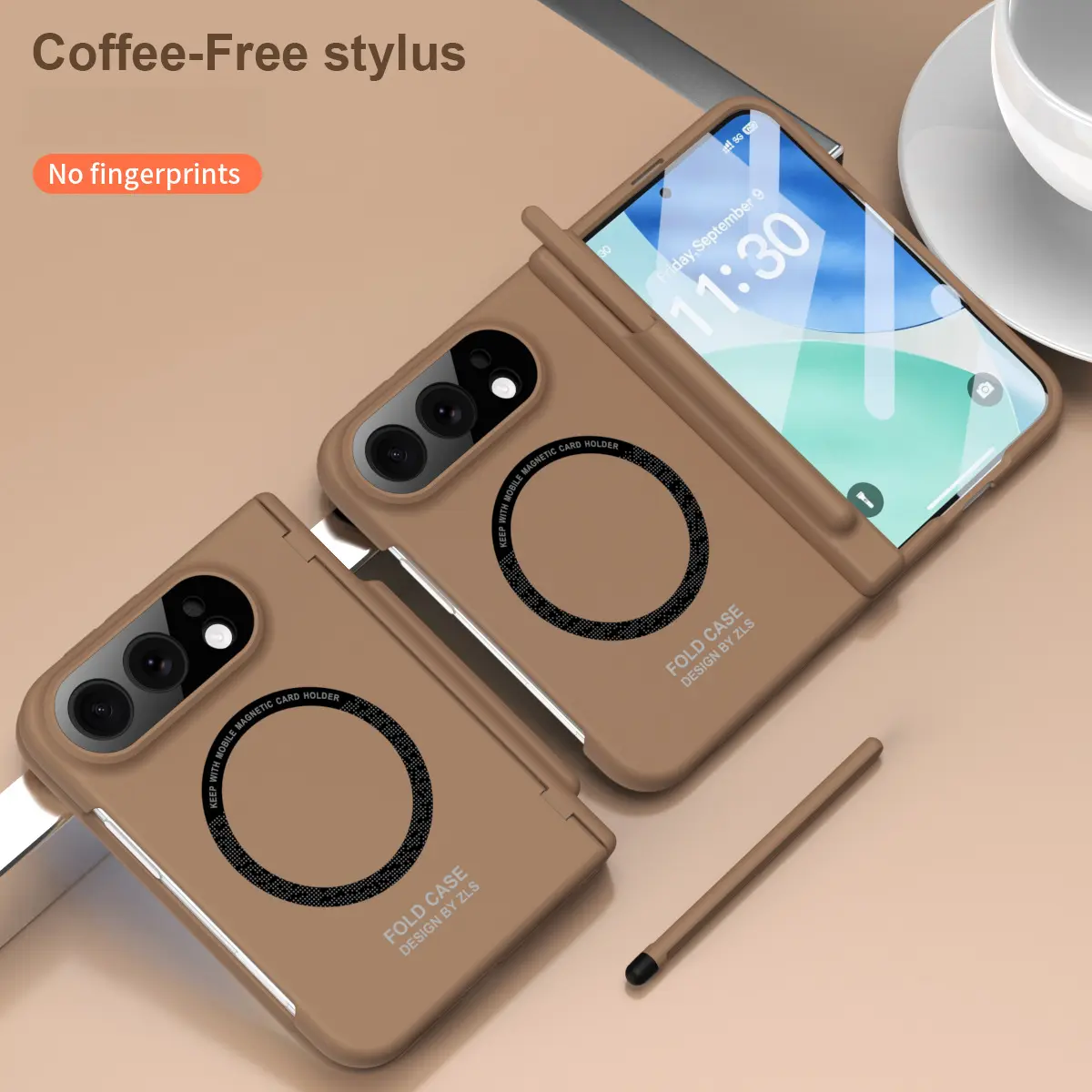 Suitable for iPhone Duo: Magnetic pen slot phone case, full-coverage protective case for foldable screen phones, with built-in pen storage, and drop-proof, all-around protection for business use