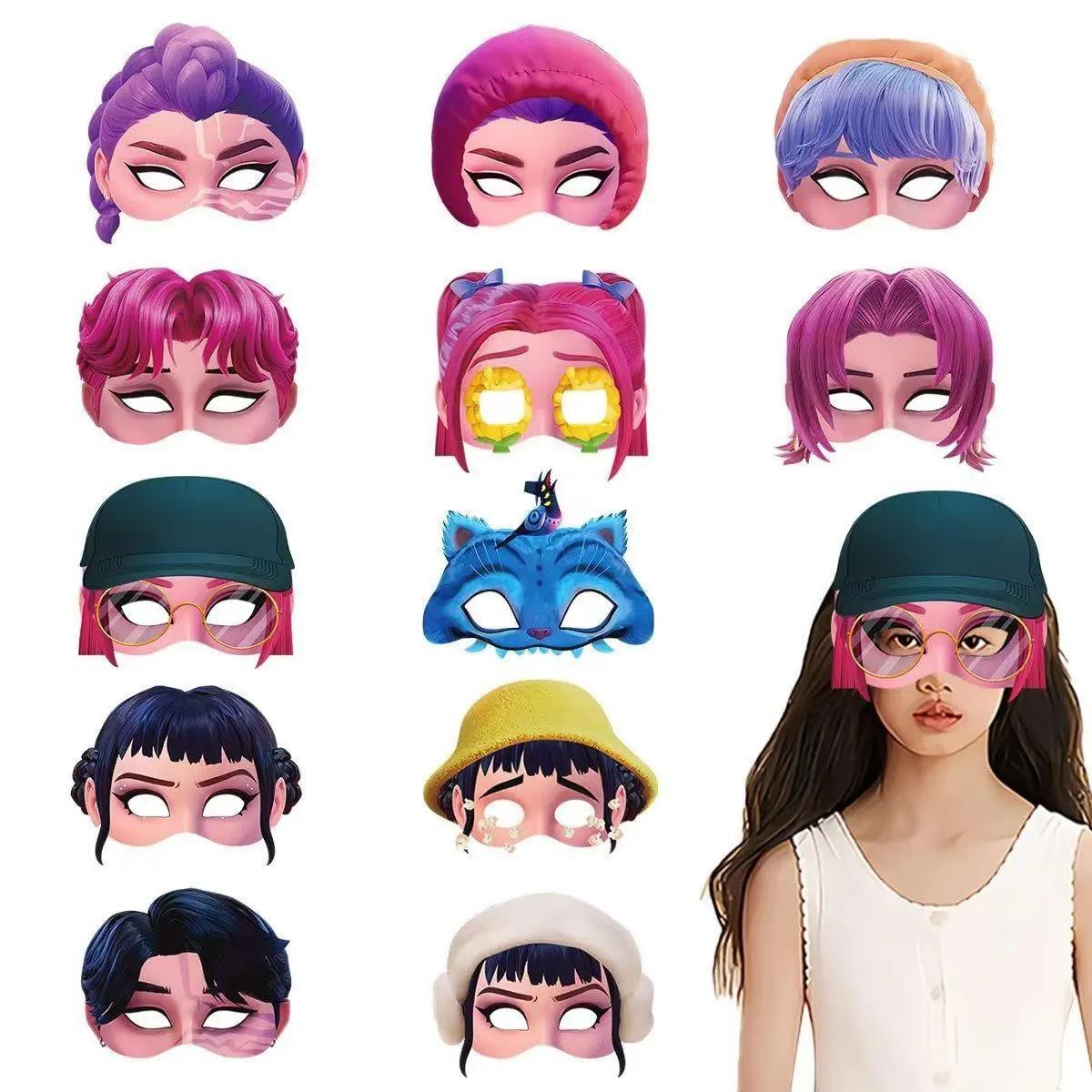 12-Pack Hunter Girl Anime Cartoon Masks, Reusable Role-Playing Party Masks, Birthday Gift, Party Favors, Holiday Decorations